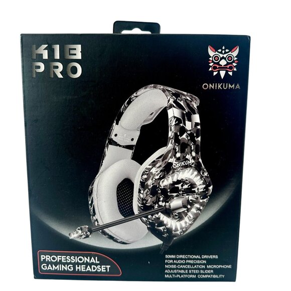 Onikuma K1B Camouflage Professional Gaming Headset with Mic & Noise Cancellation - Picture 1 of 8